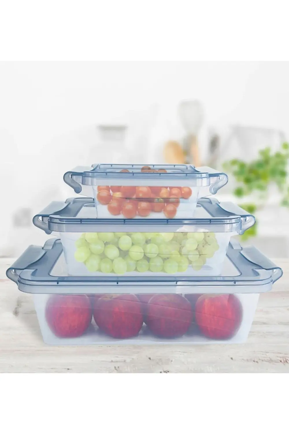 3 ’lü Kilitli Saklama Kabı Seti Piknik Kamp Yemek Seti (2 LT. - 1