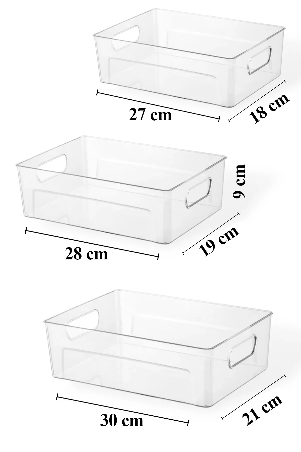3 lü Kırılmaz Ultra Dayanıklı Buzdolabı Düzenleyici Organizer Kut