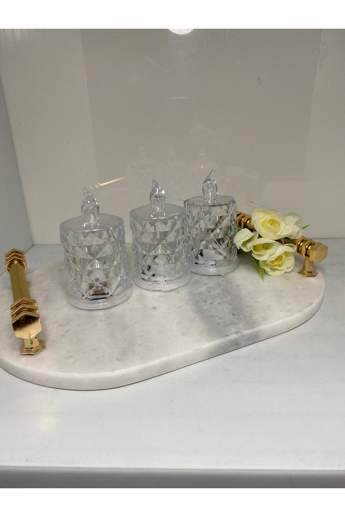 Elif Aksesuar 3 Lü Kristal Görünümlü Led Mum Lvn22293