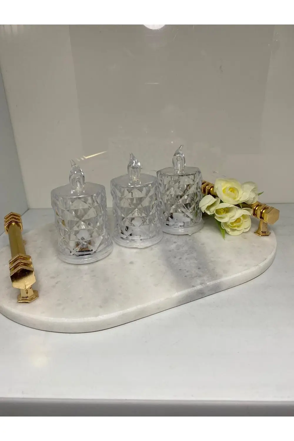 3 Lü Kristal Görünümlü Led Mum Lvn22293