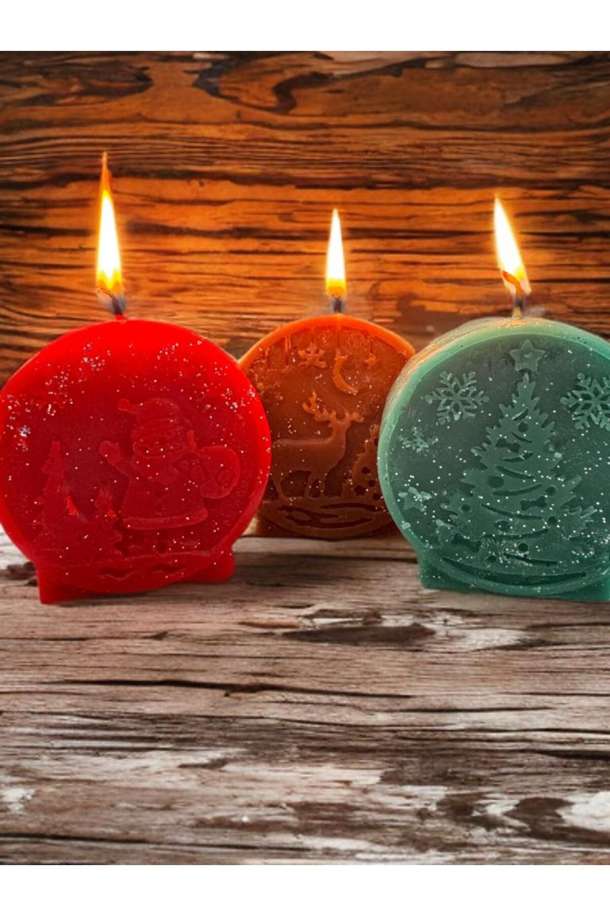 Aresmumatölyesi  3 Lü Noel Baba Çam Ağacı Ve Geyik Temalı Yeniyıl Yılbaşı Dekorati