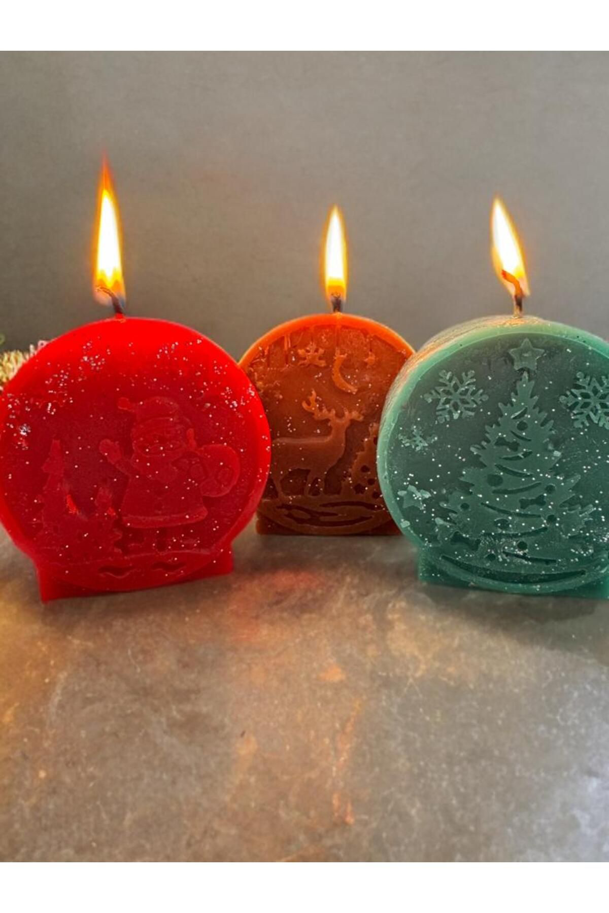 Aresmumatölyesi  3 Lü Noel Baba Çam Ağacı Ve Geyik Temalı Yeniyıl Yılbaşı Dekorati