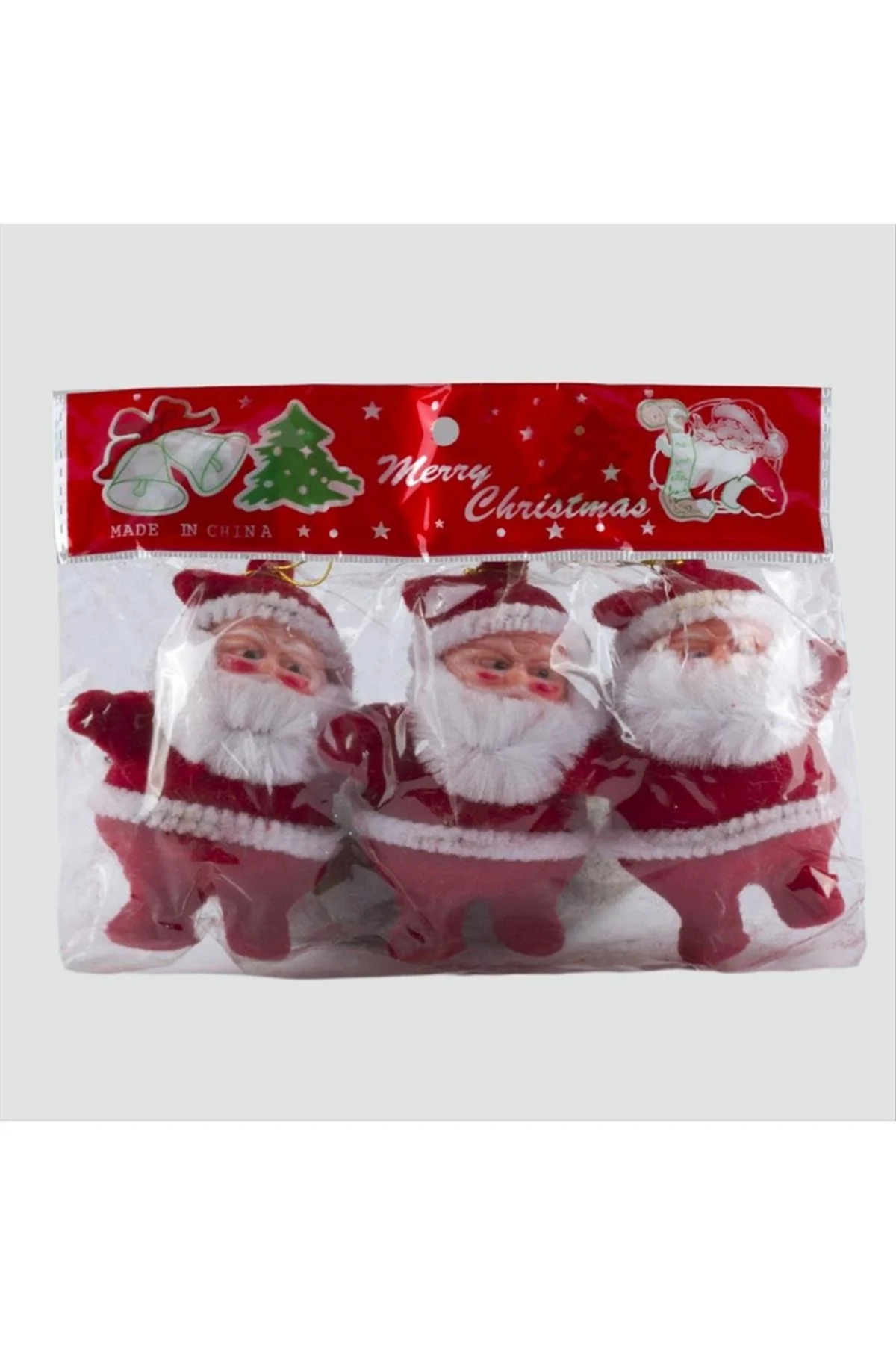 3 lü Noel Baba Yılbaşı Ağaç Süsü () - Kırmızı