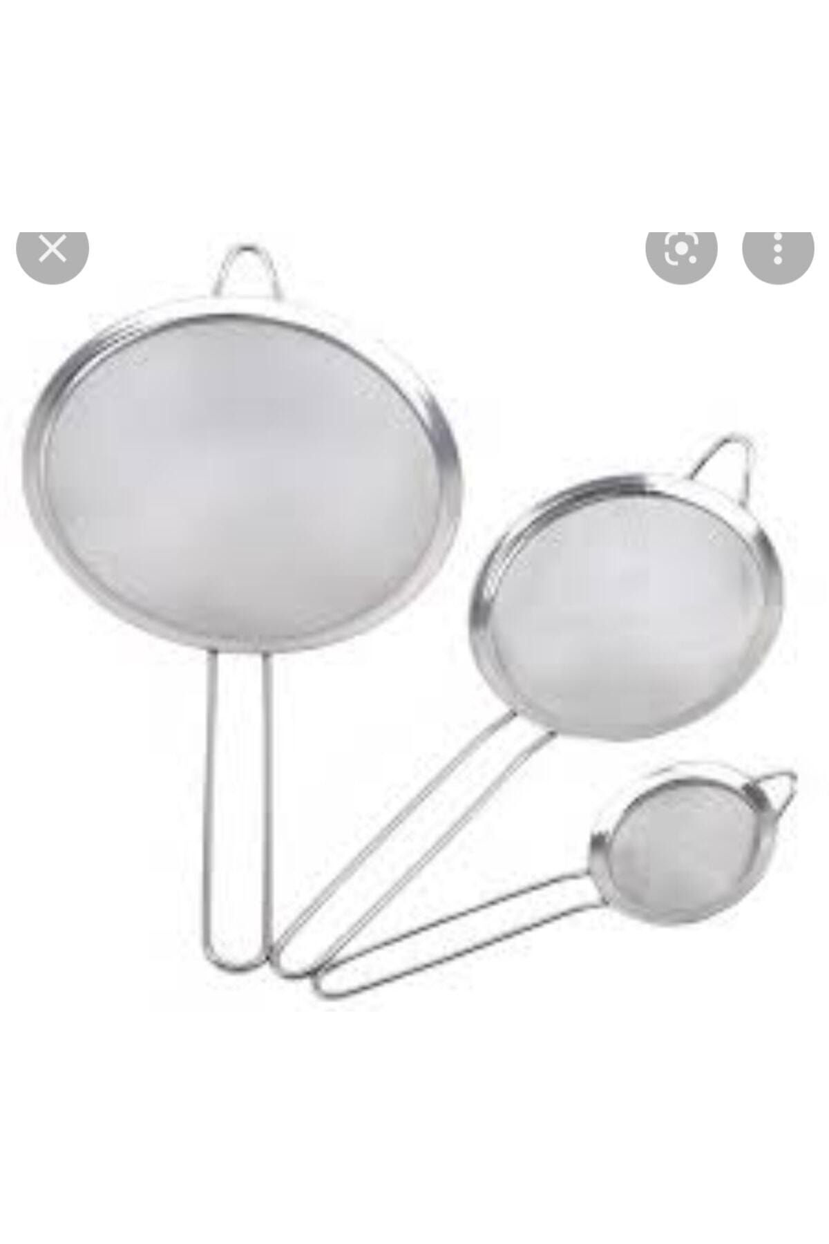 Evin Park 3 Lü Paslanmaz Çelik Süzgeç Çok Amaçlı Çay Süzgeçi