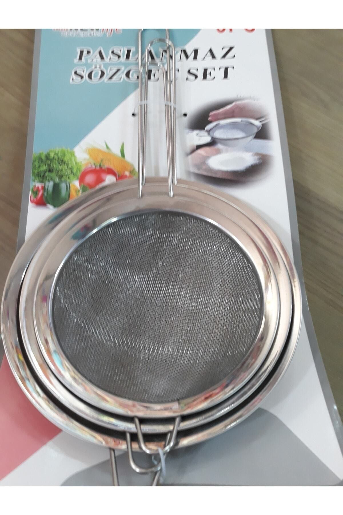 Evin Park 3 Lü Paslanmaz Çelik Süzgeç Çok Amaçlı Çay Süzgeçi