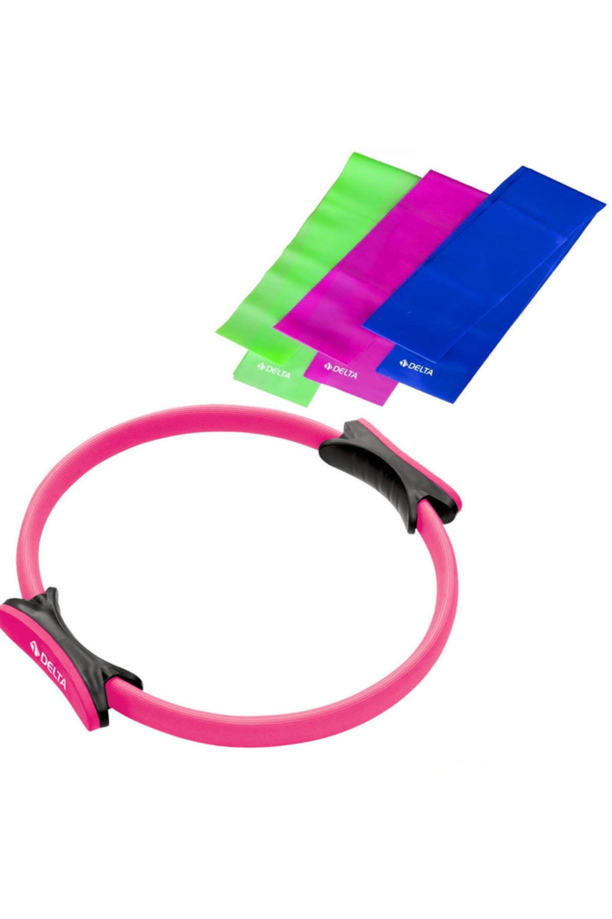 Delta 3 Lü Pilates Bandi 120X7.5Cm + Tutamakli Pilates Çemberi Plates S