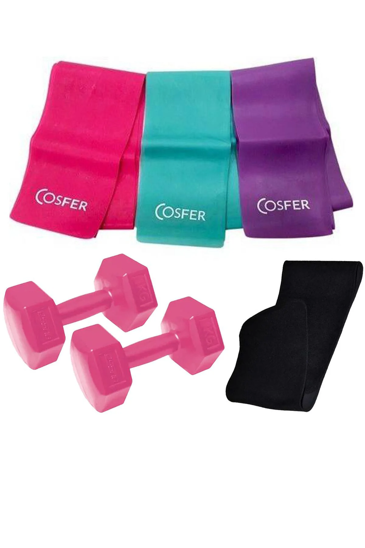 3 Lü Pilates Bandı Farklı Dirençte Plates Lastiği 120x7.5 Cm + 1K