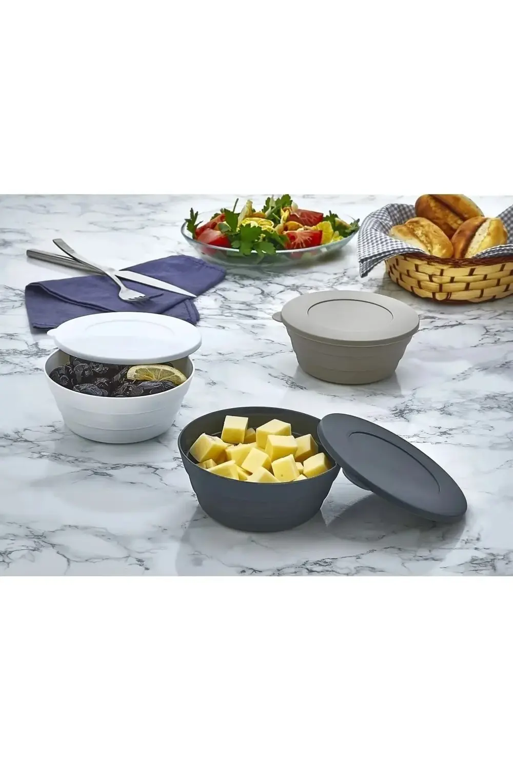 3 Lü Saklama Kabı Kahvaltılık Çerezlik 350 Ml Kp-149