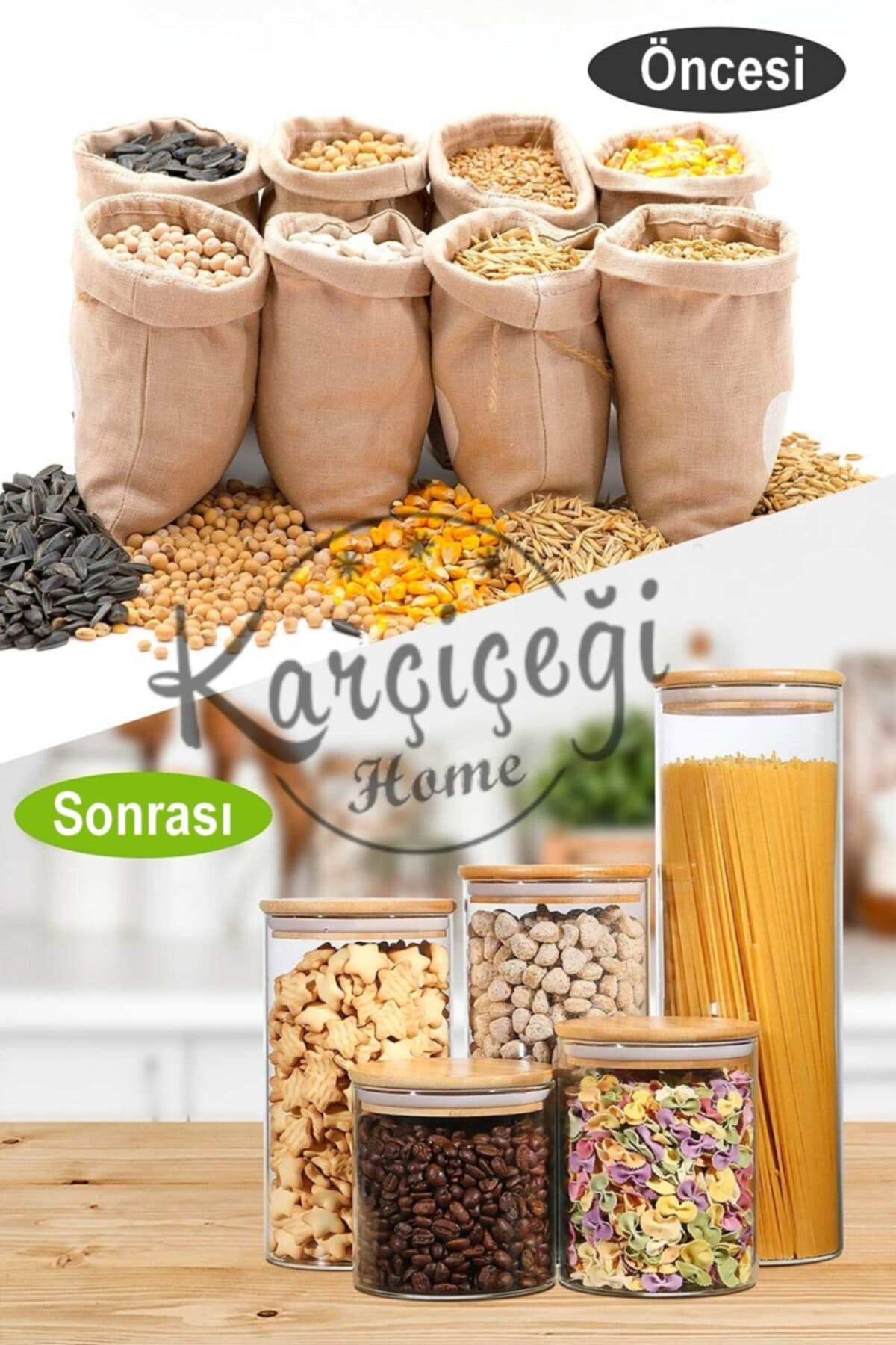 Çiftçiler 3 Lü Set 1400 Ml Bambu Kapakli Kavanoz Baharatlik Vakumlu Borcam