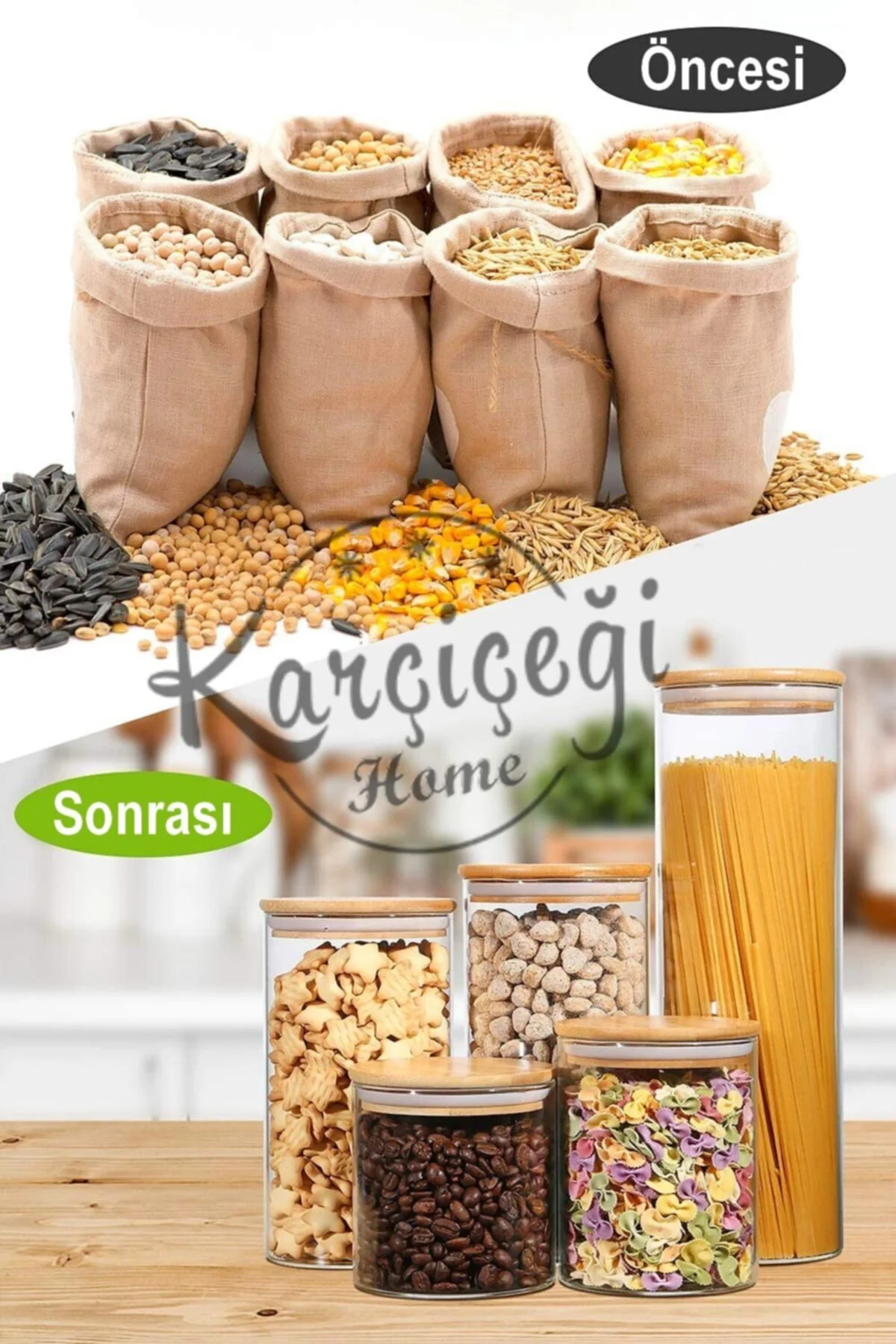 3 Lü Set 1400 ml Bambu Kapaklı Kavanoz Baharatlık Vakumlu Borcam 