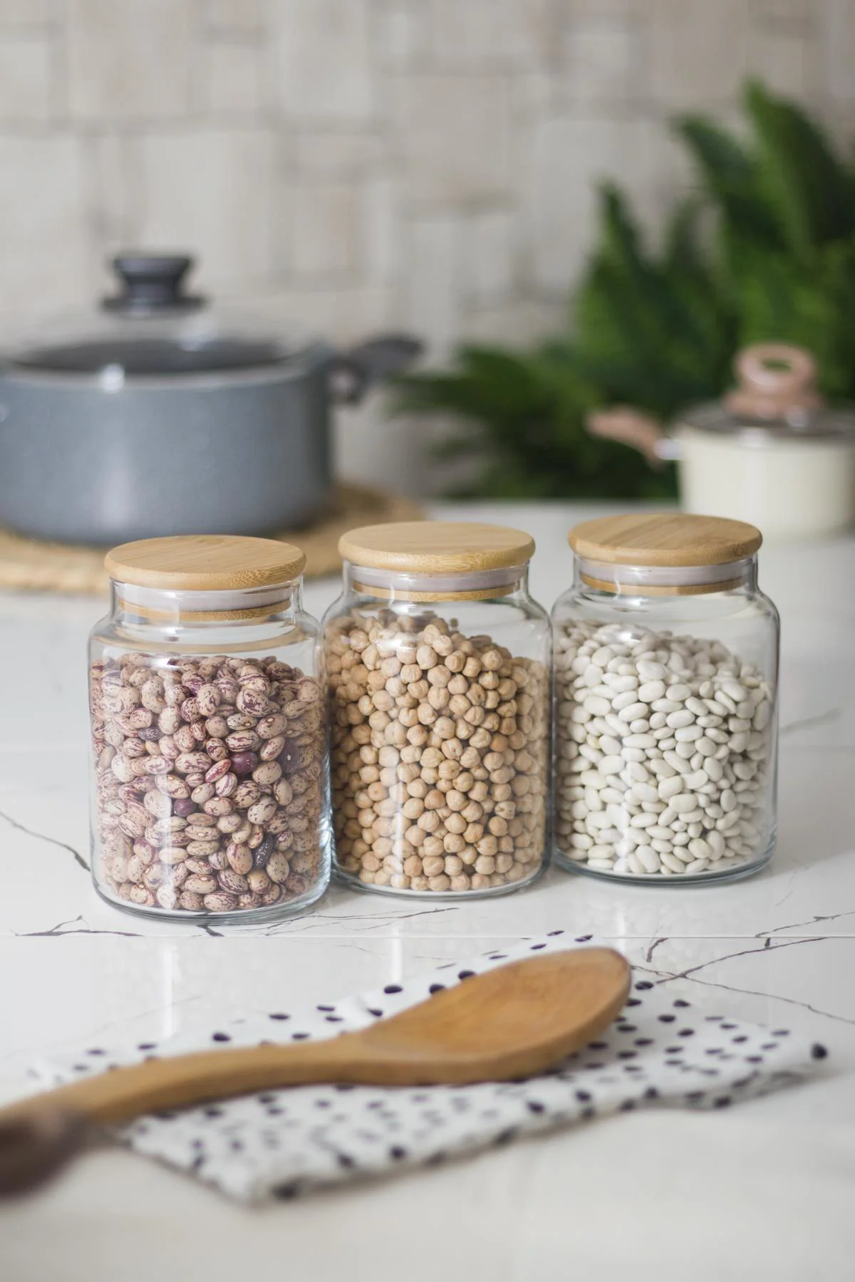 3 Lü Set Bambu Kapaklı Cam Kavanoz &amp; Erzak Saklama Kabı 800 ml Orta  Boy ( Vakum Kapak )