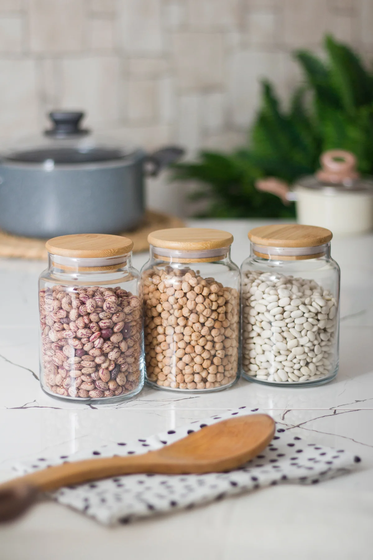 3 Lü Set Bambu Kapaklı Cam Kavanoz & Erzak Saklama Kabı 800 ml Orta Boy ( Vakum Kapak ) - Görsel 2