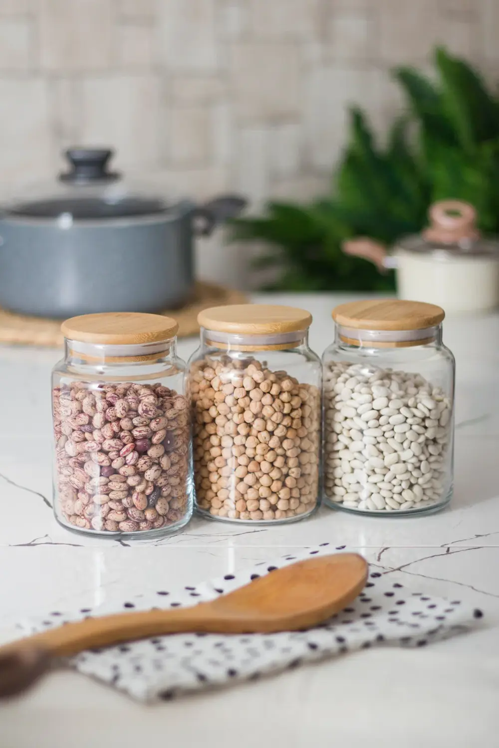 3 Lü Set Bambu Kapaklı Cam Kavanoz & Erzak Saklama Kabı 800 ml Or