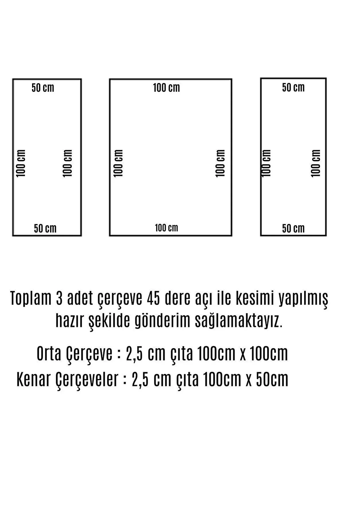 3 lü Set Dekoratif Boyanabilir 2,5 Cm Strafor Duvar Çıtası 50 cm 