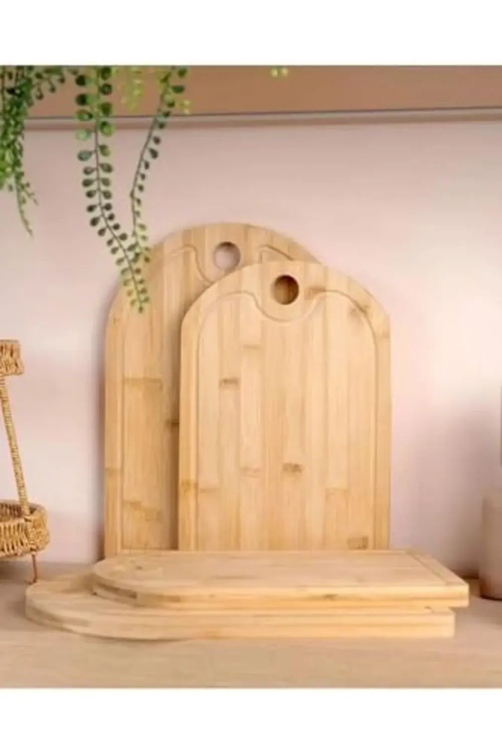 3 lü Set Oval Kesme Tahtası Peynir Servis Sunum Tepsi Et Sebze Do