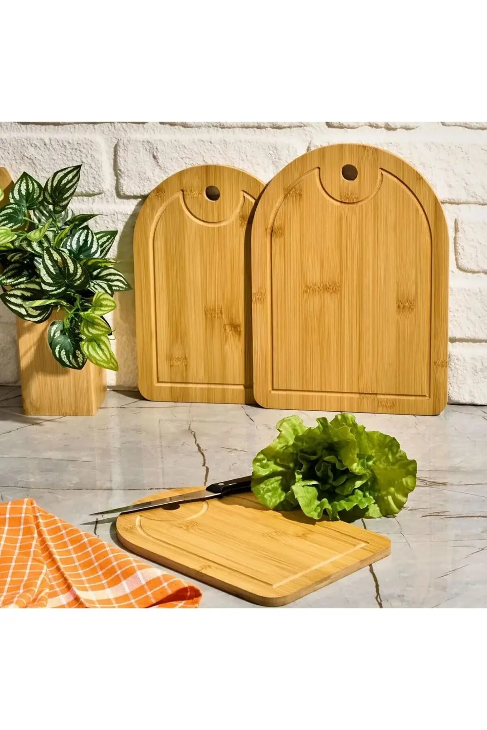 3 lü Set Oval Kesme Tahtası Peynir Servis Sunum Tepsi Et Sebze Do