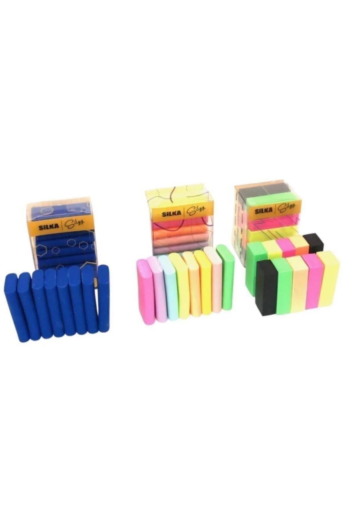3 Lü Silgi Seti(8 Li Curved Sınav+ 8 Li Curved Rainbow+ 10 Lu Neon Silgi)