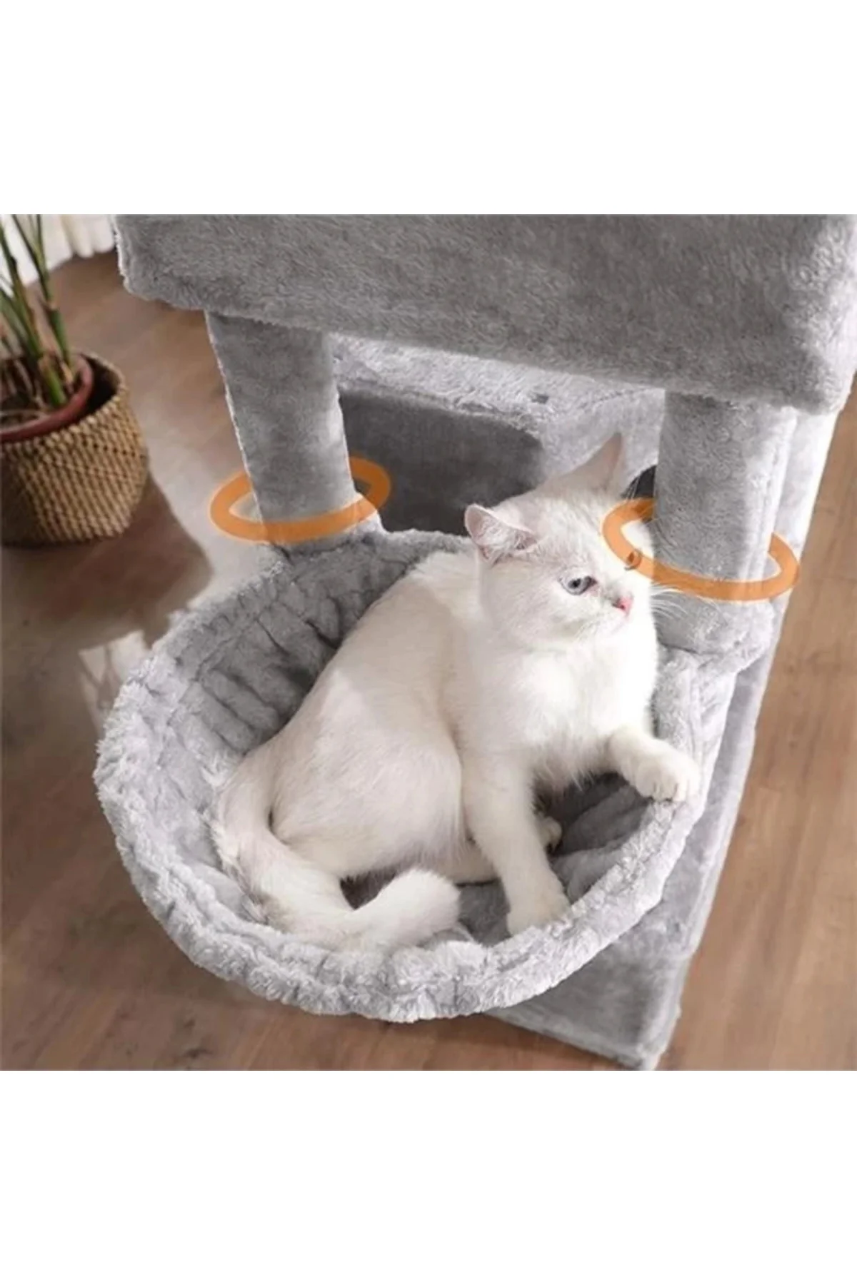 3 Mağaralı Büyük Kedi Ağacı Tırmalama Direği 164 cm
