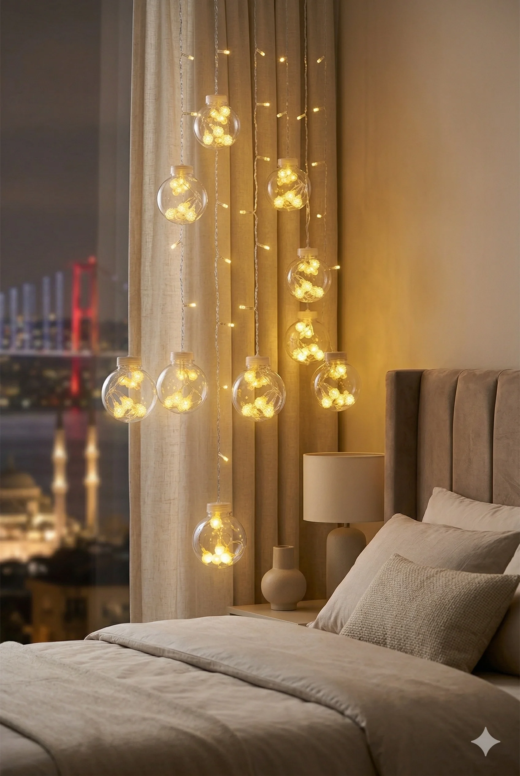 3 Metre 10 Toplu Perde Led Işık - Gün Işığı Şeffaf Dekoratif Aydınlatma - 8 Fonksiyonlu Led 3 Metre 10 Toplu Perde Led Işık - Gün Işığı Şeffaf Dekoratif Aydınlatma - 8 Fonksiyonlu Led
