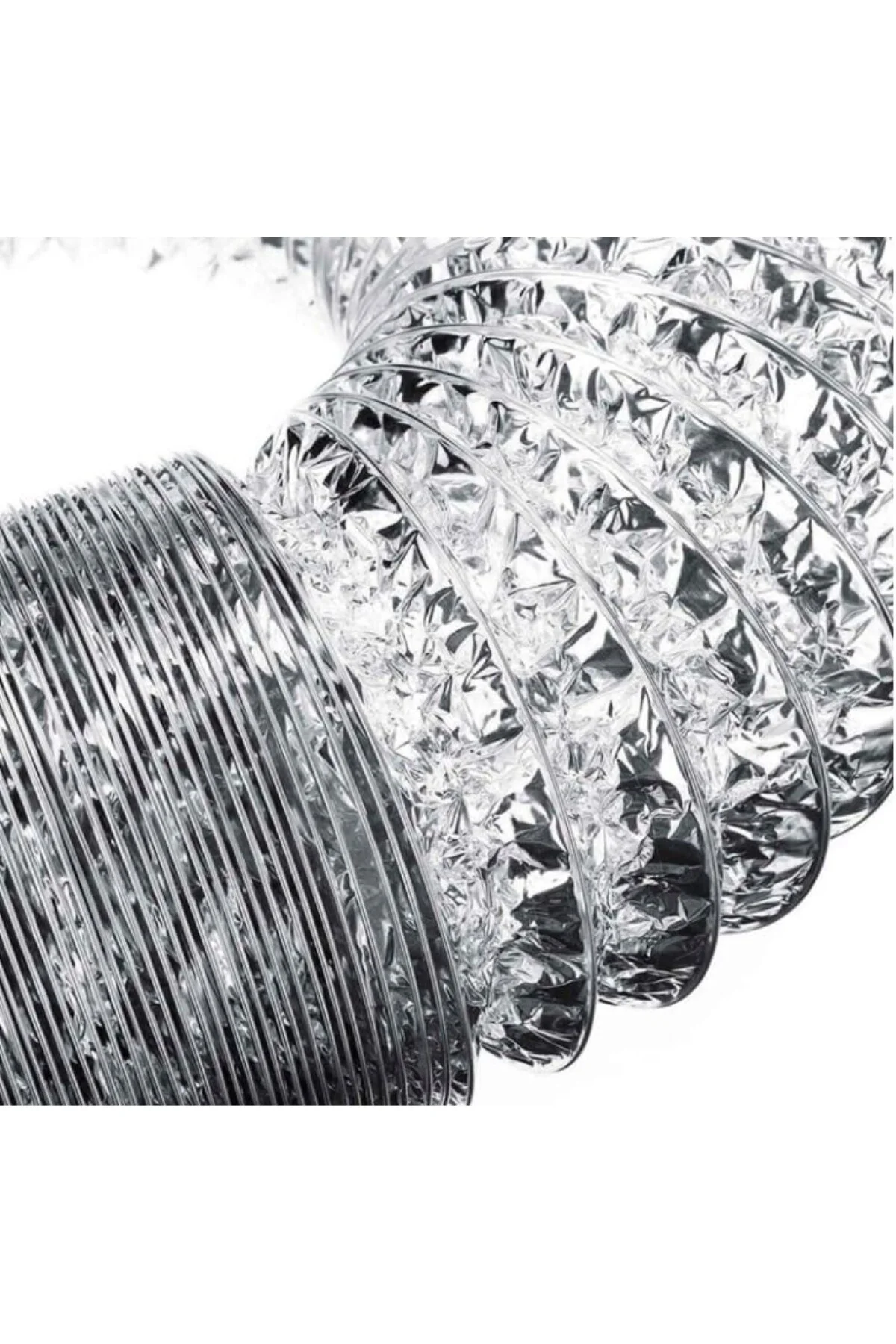 3 Metre 127 mm Alüminyum Flex Aspiratör Borusu, Isıya Dayanıklı, 