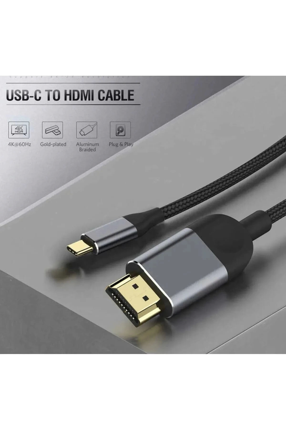 Just Cheap Store 3 Metre 8 Gbps Hiz 4K/30 Hz Type C To Hdmi Çevirici Dönüştürücü T