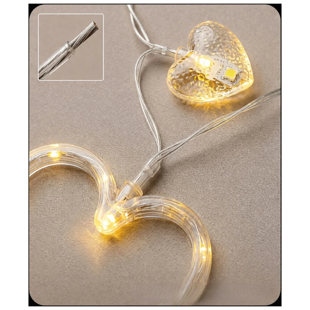 3 Metre 8 Modlu Kalp Perde LED Işık - Sarı (Sıcak Beyaz) Işık Dekoratif Işıklandırma Oda Dekoru 3 Metre 8 Modlu Kalp Perde LED Işık - Sarı (Sıcak Beyaz) Işık Dekoratif Işıklandırma Oda Dekoru