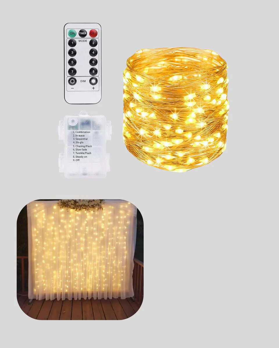 3 Metre Genişliğinde 8 Fonksiyonlu Uzaktan Kumandalı Peri Led Dekorasyon Işığı - Perde Arkası Aydınlatması