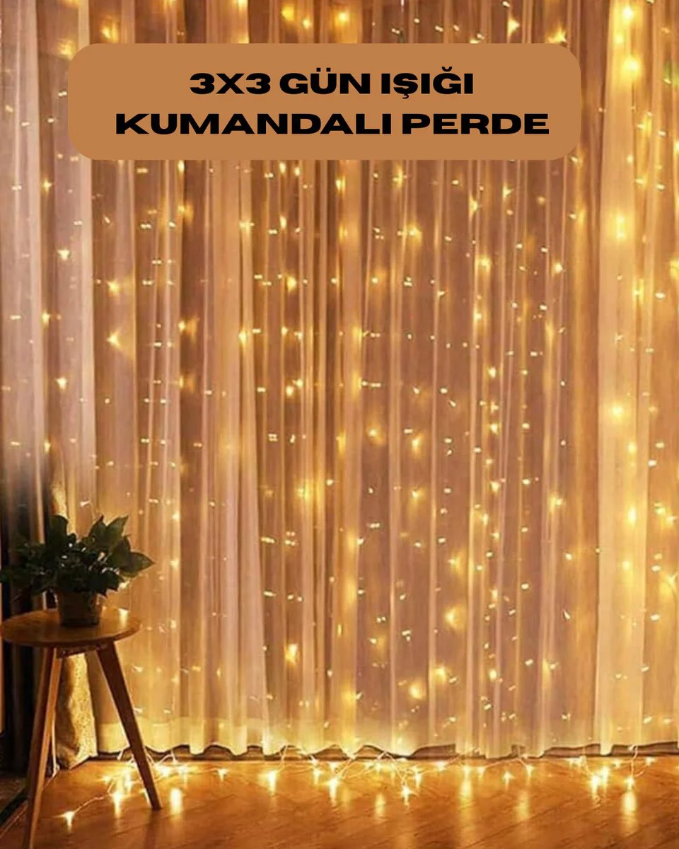 3 Metre Genişliğinde 8 Fonksiyonlu Uzaktan Kumandalı Peri Led Dekorasyon Işığı - Perde Arkası Aydınlatması