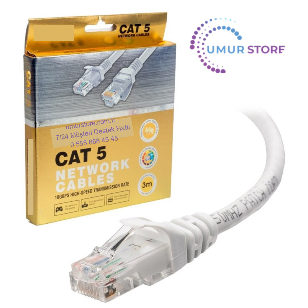 3 METRE GRİ KUTULU CAT5 KABLO