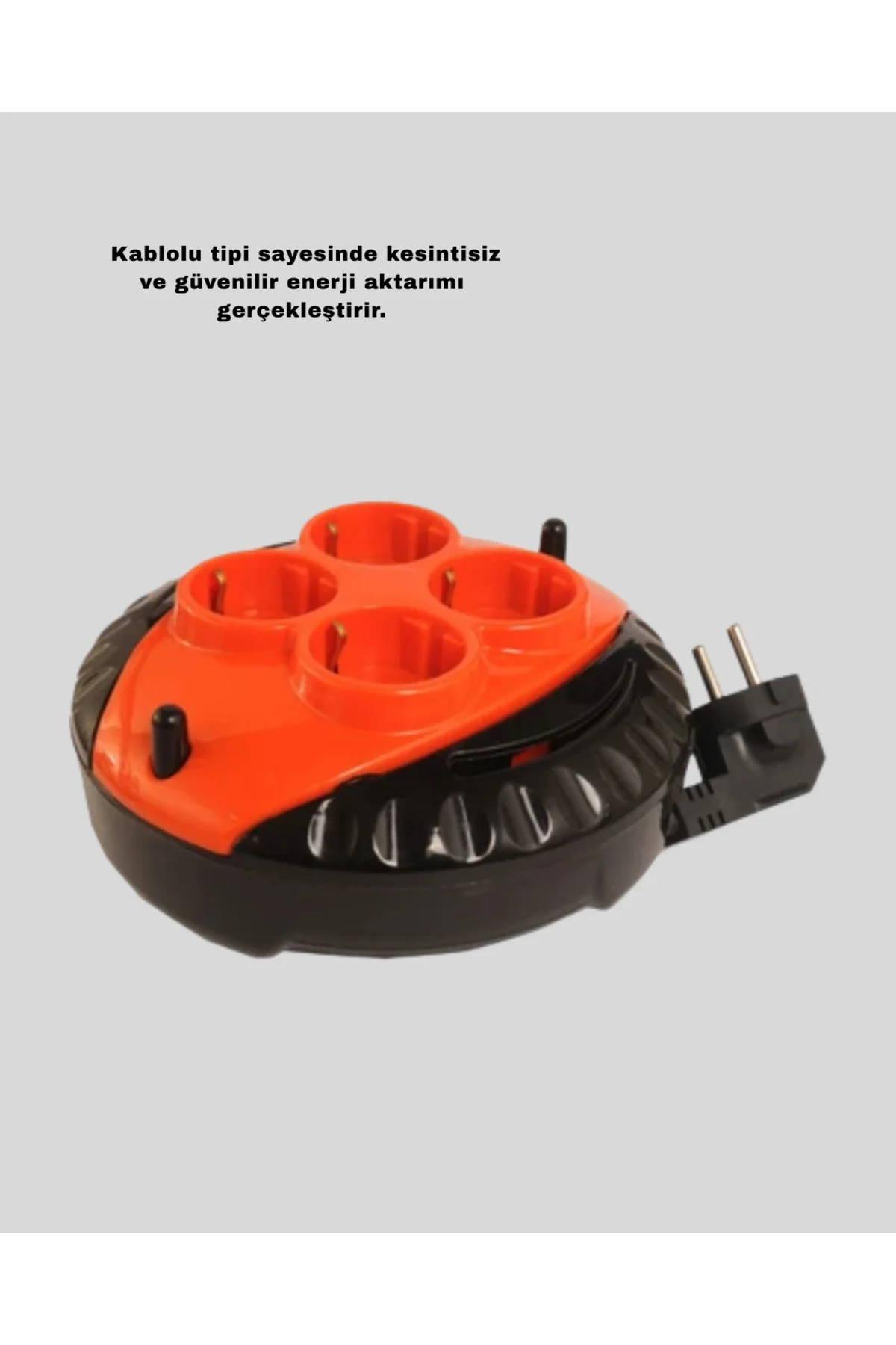 3 Metre Kablolu 4’lü Kırmızı Priz Makara