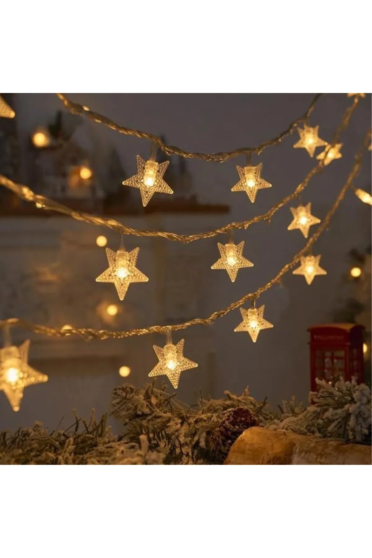 3 metre Led Işıklı 20'li Yıldız Işık Zinciri Dekoratif Pilli Aydınlatma Ev Dekoras 3 metre Led Işıklı 20'li Yıldız Işık Zinciri Dekoratif Pilli Aydınlatma Ev Dekoras