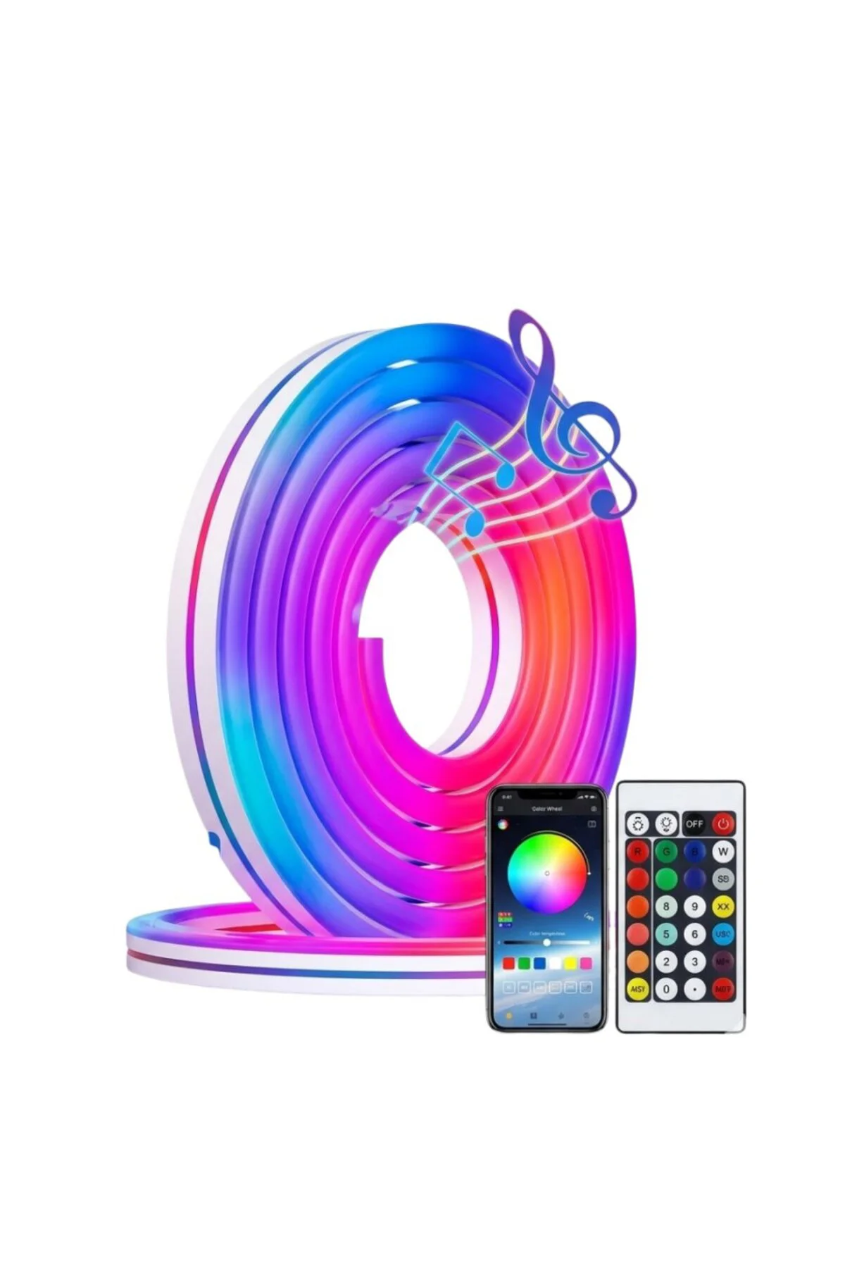 3 Metre RGB Neon LED Şerit Işık Su Geçirmez Kumandalı ve Uygulama Kontrollü Dekoratif Aydınlatma