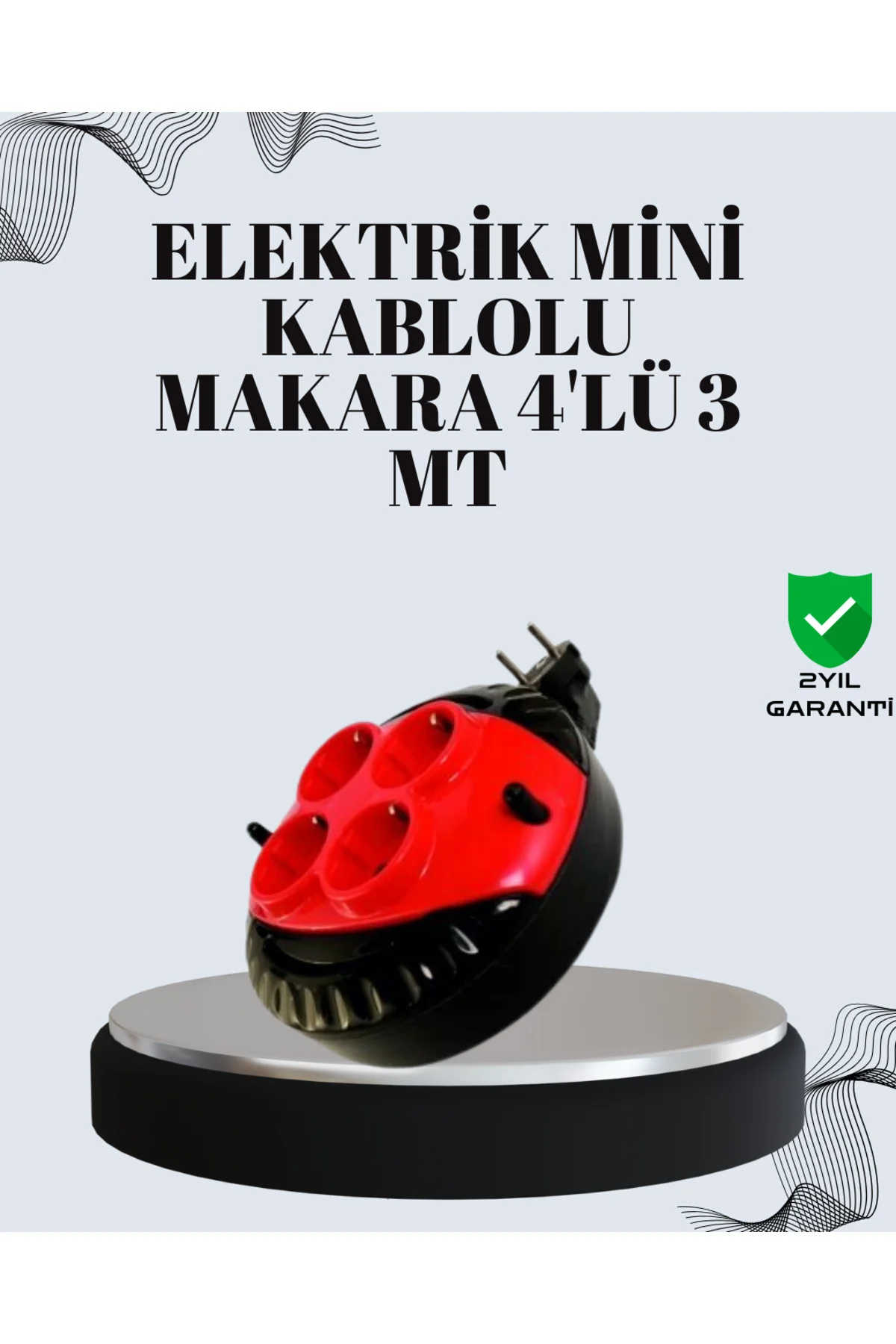 3 Metre Uzatma Kablolu 4 Prizli Makara Kırmızı