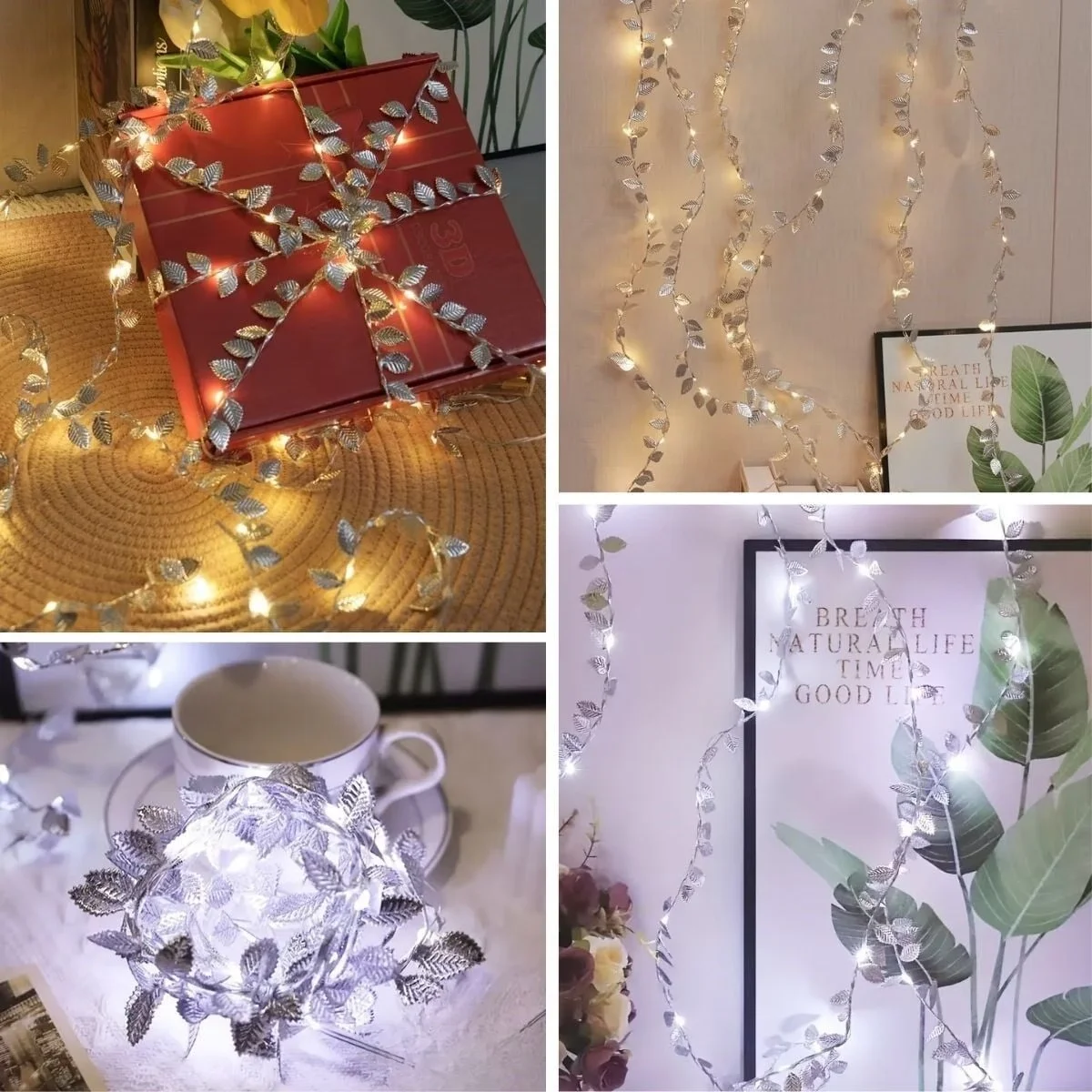 3 Metre Yaldızlı Gümüş LED Işık – Dekoratif Ortam ve Aydınlatması