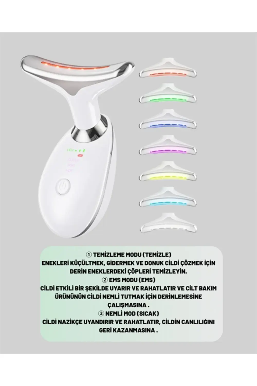 3 Modlu Boyun ve Yüz Bakım Cihazı – EMS, Temizleme, Sıcak Masaj v