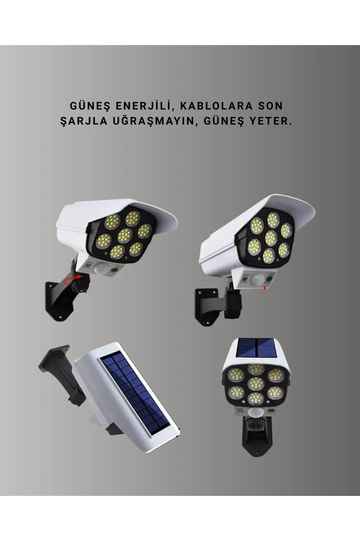 3 Modlu Güneş Paneli Aydınlatmalı Dış Mekan Güvenlik Işığı – IP65