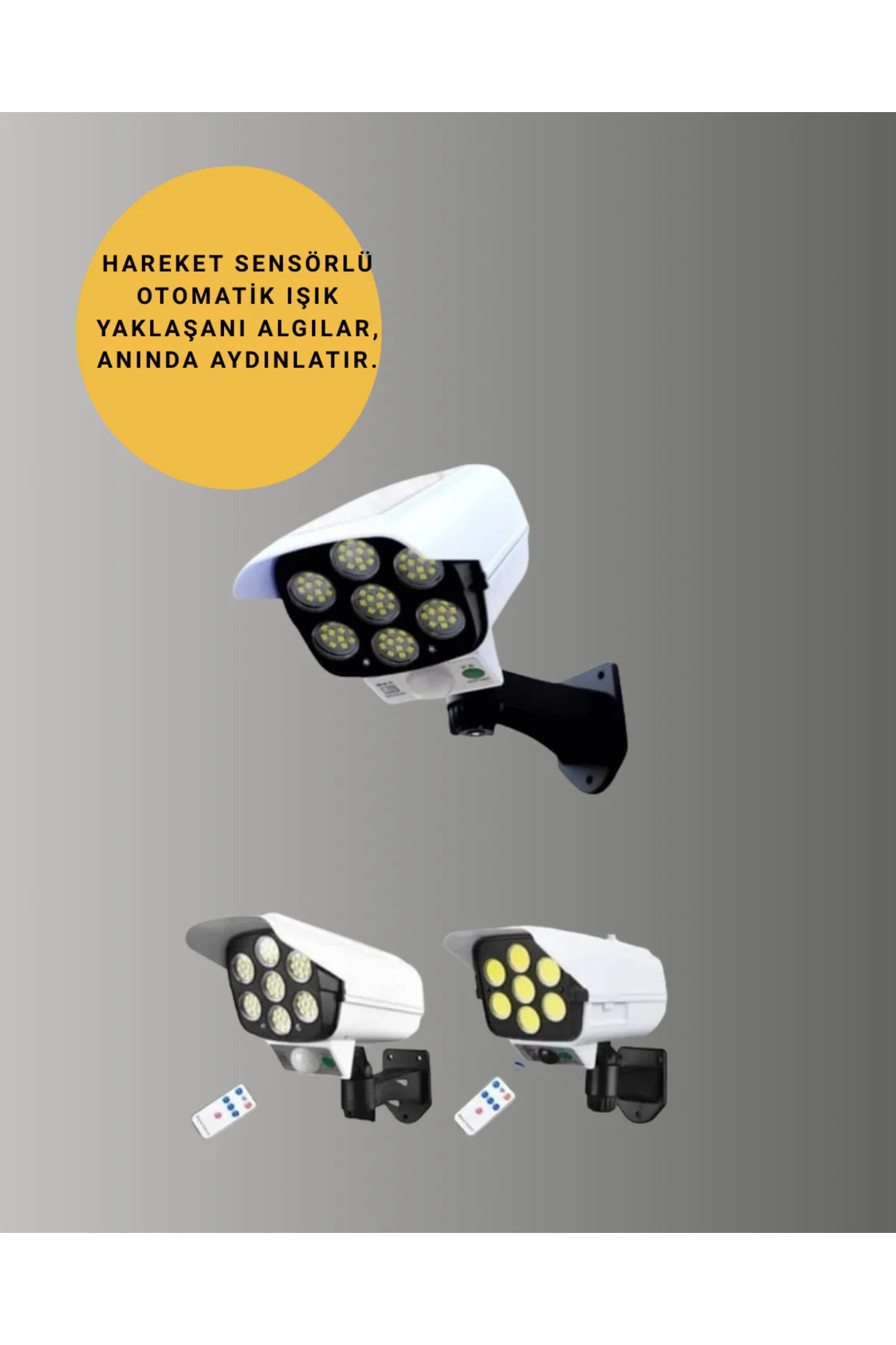3 Modlu Güneş Paneli Aydınlatmalı Dış Mekan Güvenlik Işığı – IP65