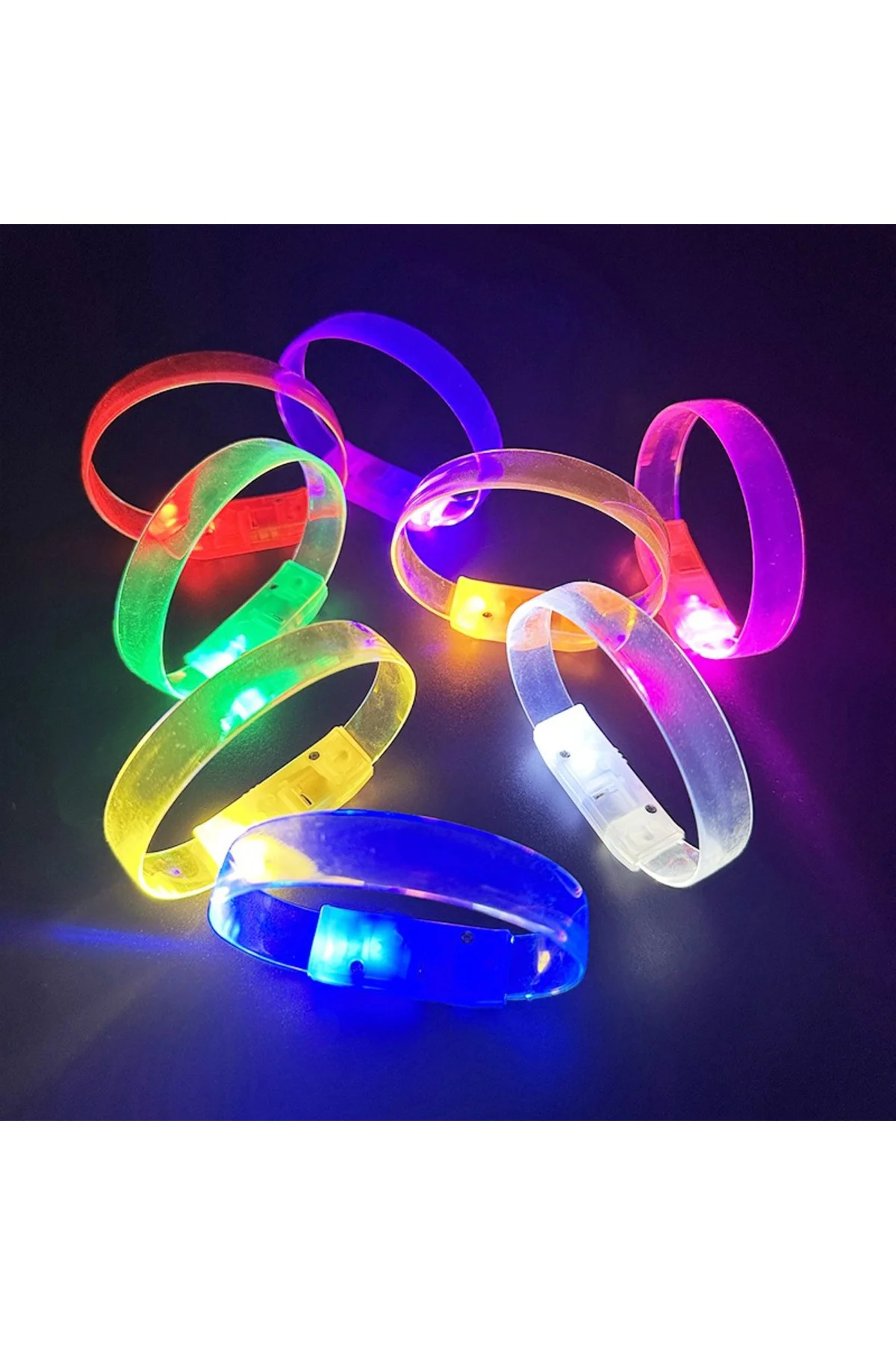 3 Modlu Pilli LED Işıklı Esnek Parti Bilekliği Beyaz