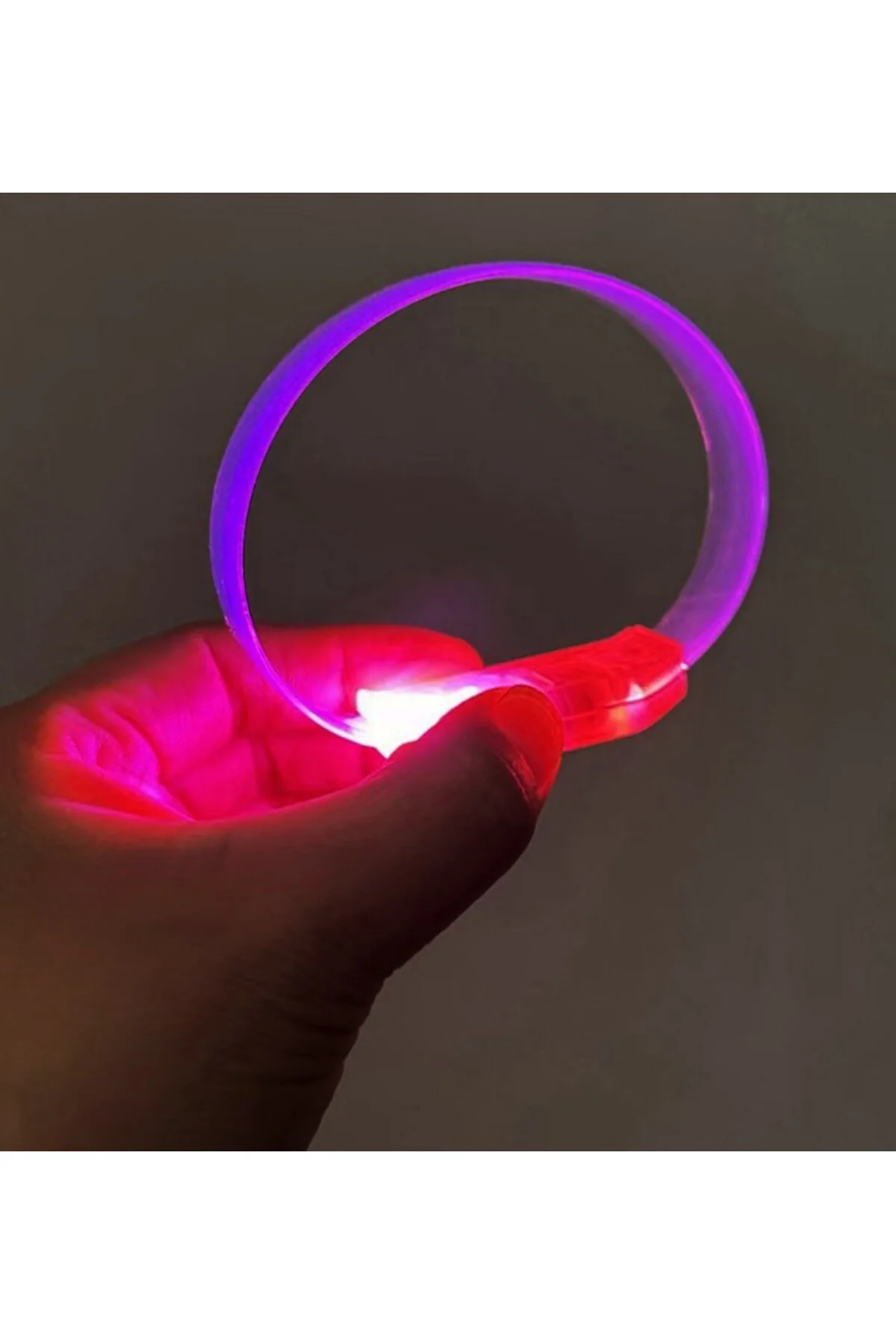3 Modlu Pilli LED Işıklı Esnek Parti Bilekliği Pembe