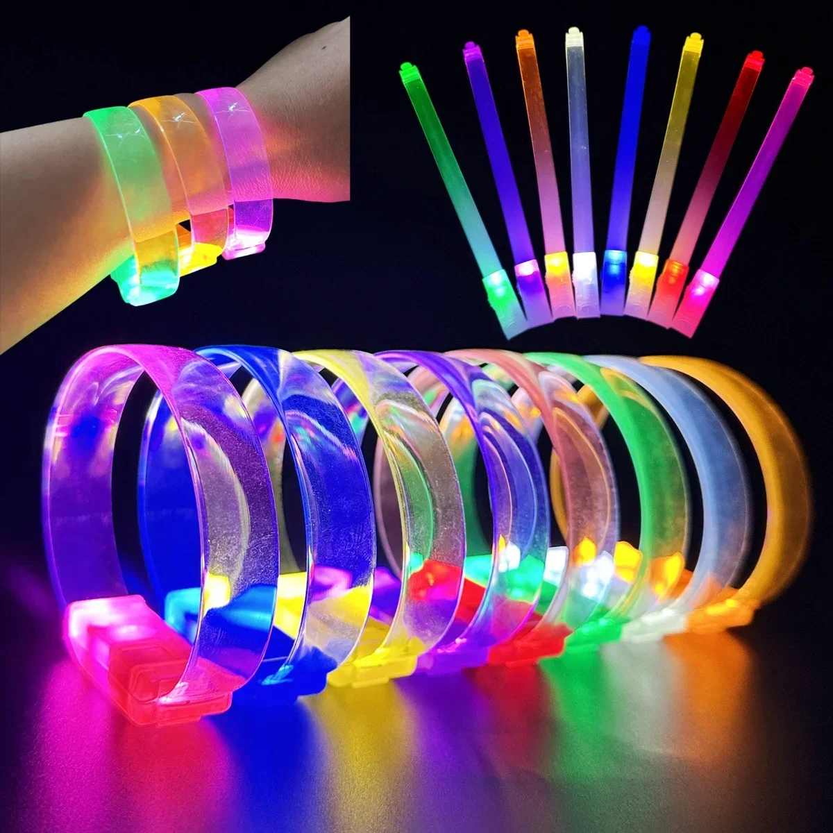 3 Modlu Pilli LED Işıklı Esnek Mavi Parti Bilekliği