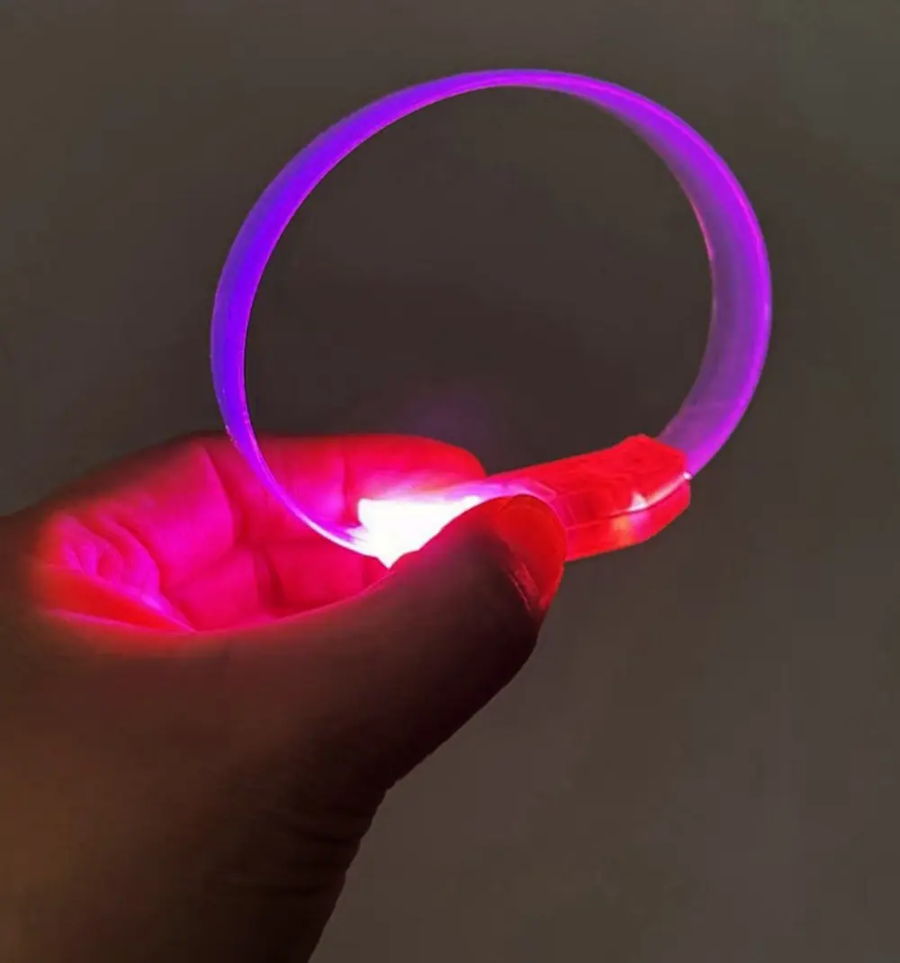 3 Modlu Pilli LED Işıklı Esnek Parti Bilekliği Pembe