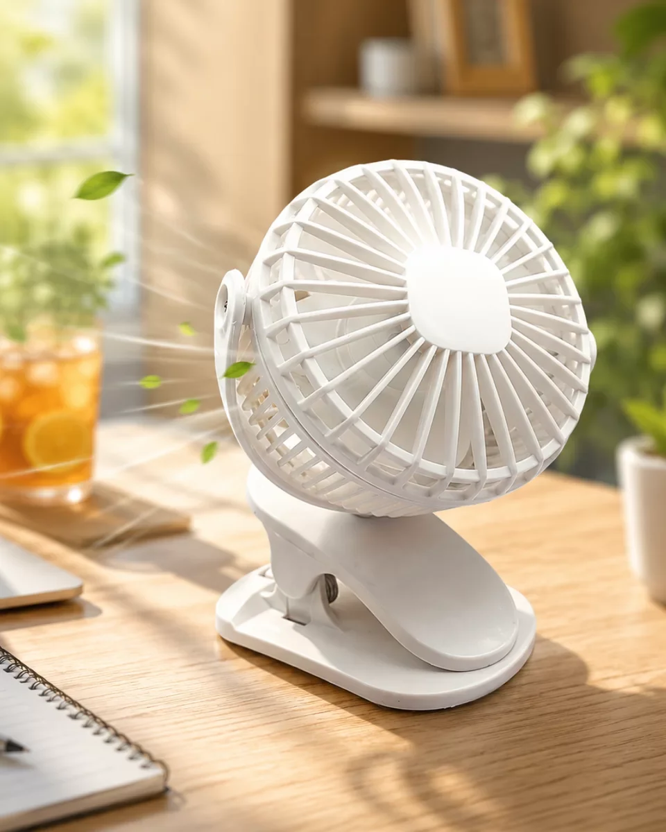3 Modlu USB Şarjlı Klipsli Sessiz Fan - 360 Derece Dönebilir Taşınabilir Mini Hava Pompası