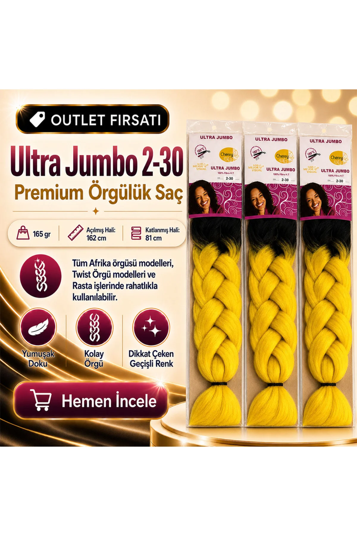 3 Paket / Afrika Örgüsü Ve Rasta İçin Sentetik Ombreli 2/30