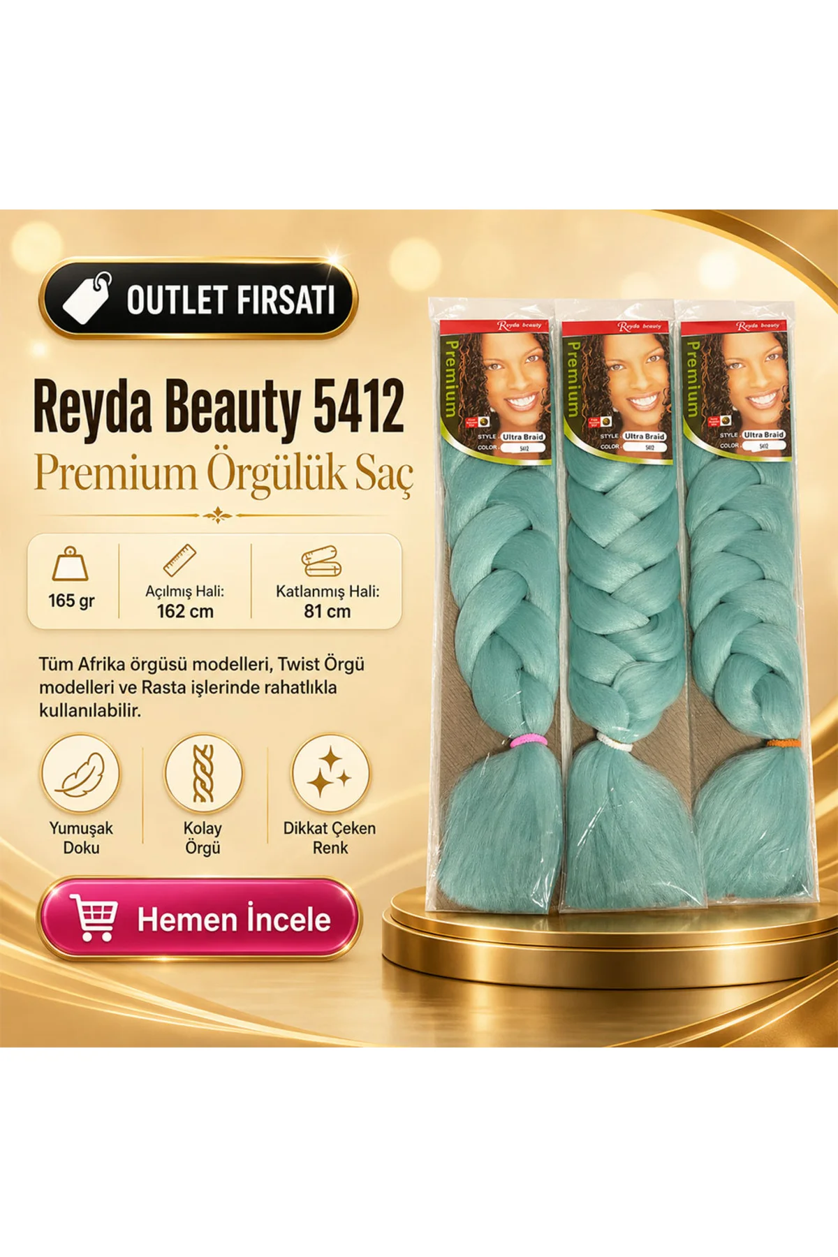 3 Paket / Afrika Örgüsü Ve Rasta İçin Sentetik 5412