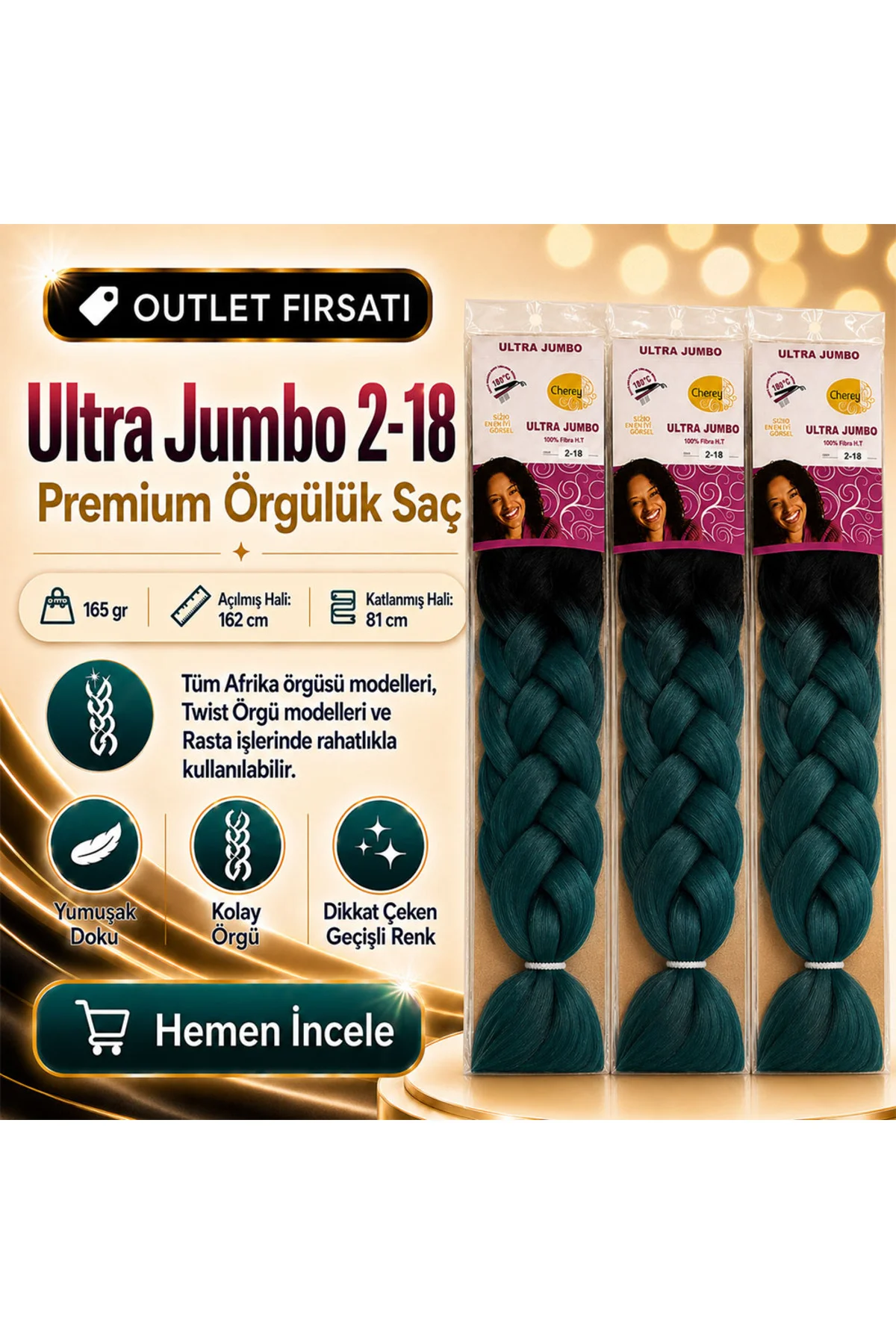 3 Paket / Afrika Örgüsü Ve Rasta İçin Sentetik Ombreli 2/18