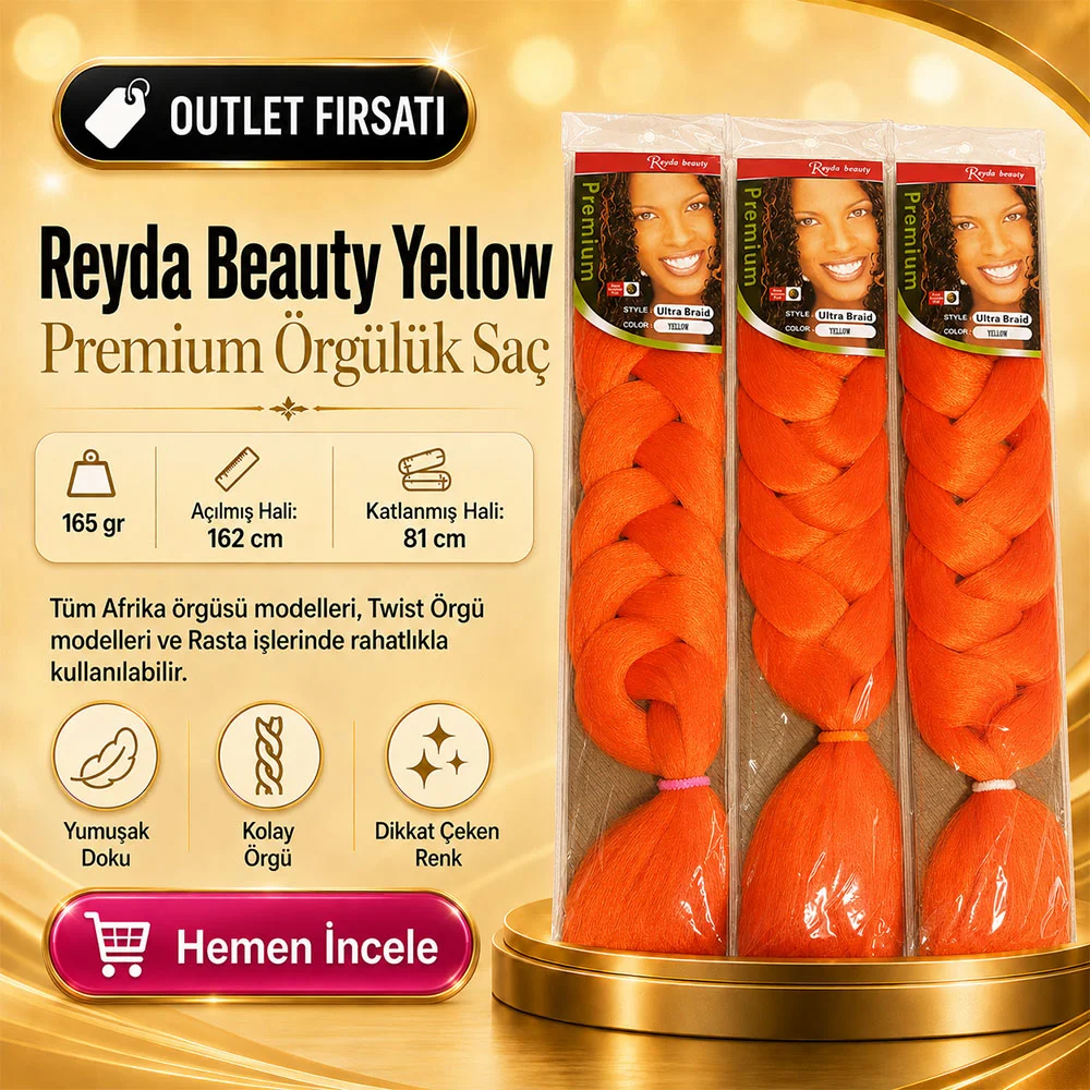 3 Paket / Afrika Örgüsü Ve Rasta İçin Sen  YELLOW