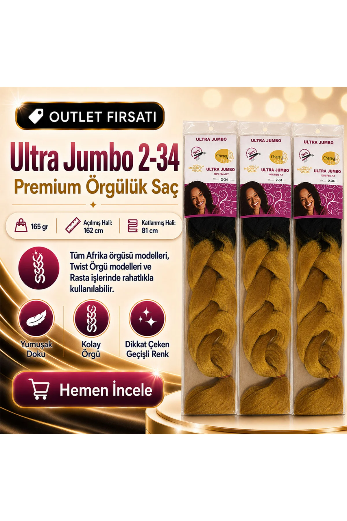 3 Paket / Afrika Örgüsü Ve Rasta İçin Sentetik Ombreli 2/34