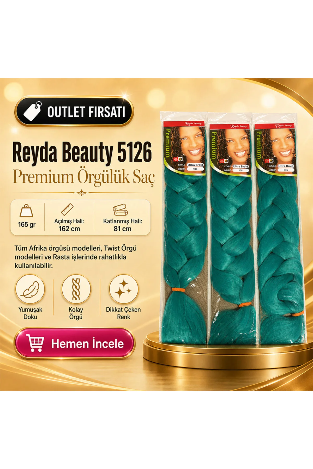 3 Paket / Afrika Örgüsü Ve Rasta İçin Sentetik 5126