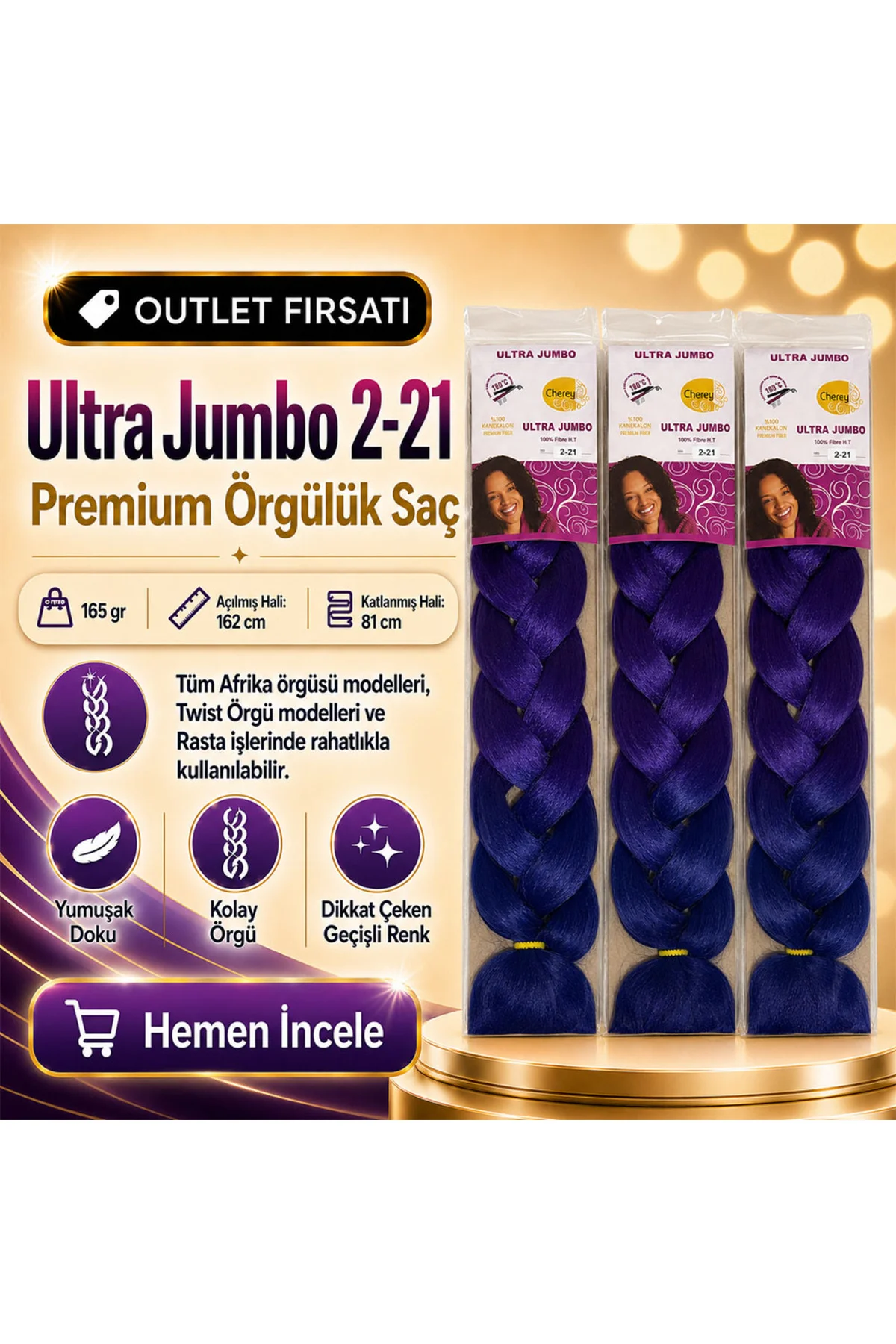 3 Paket / Afrika Örgüsü Ve Rasta İçin Sentetik Ombreli 2/21