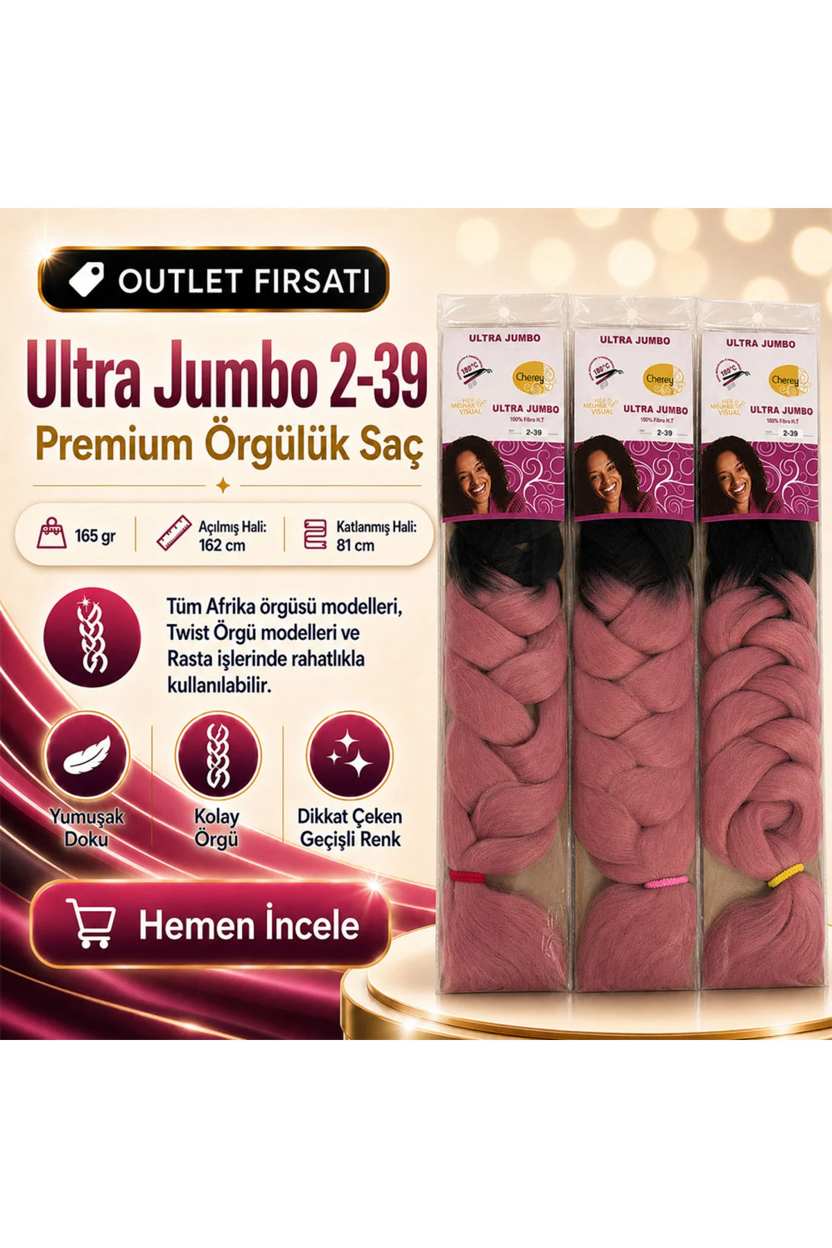 3 Paket / Afrika Örgüsü Ve Rasta İçin Sentetik Ombreli 2/39
